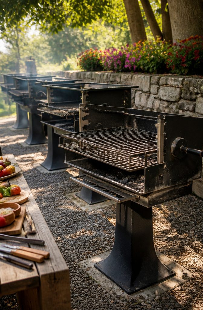 Rustic Outdoor Barbecue Grill Styles and Options for 2026 2 A collection of rustic charcoal BBQ grills in different styles.