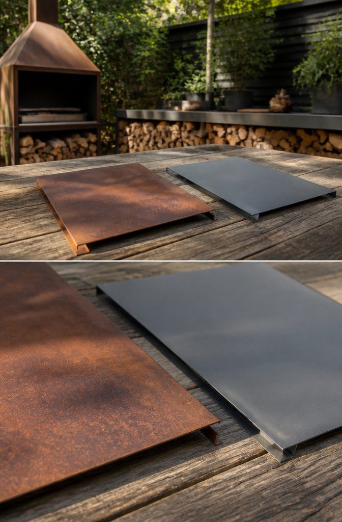 Rustic Outdoor Barbecue Grill Styles and Options for 2026 11 Visual comparison of corten steel and heavy-duty steel grills.