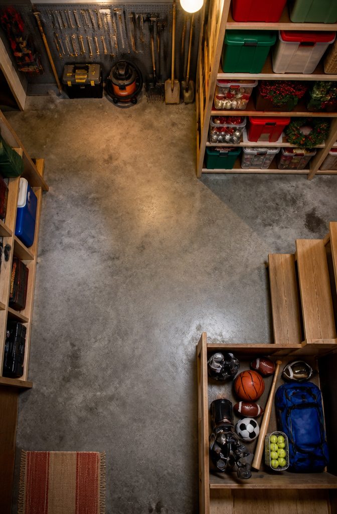 9 Small Basement Storage Ideas That Actually Fit Tight Spaces 13 Different storage zones marked in a neatly organized basement.