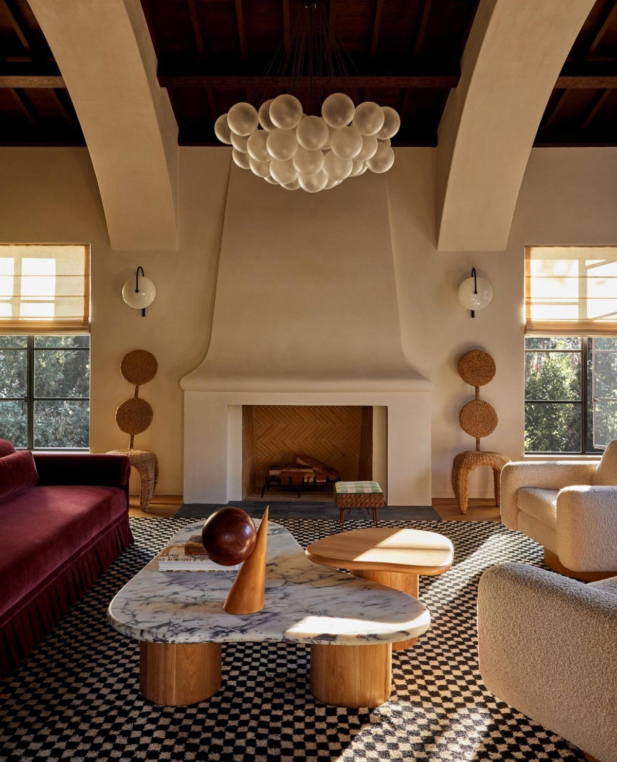 13 Spanish Style Living Room Decor Ideas with Warm Character 6 White marble coffee table with decor in a Spanish style living room